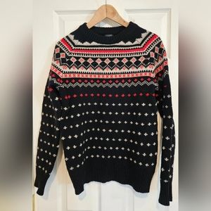 J Crew Navy Fair Isle Lambswool Sweater, Men Size XS NWOT Retail $129